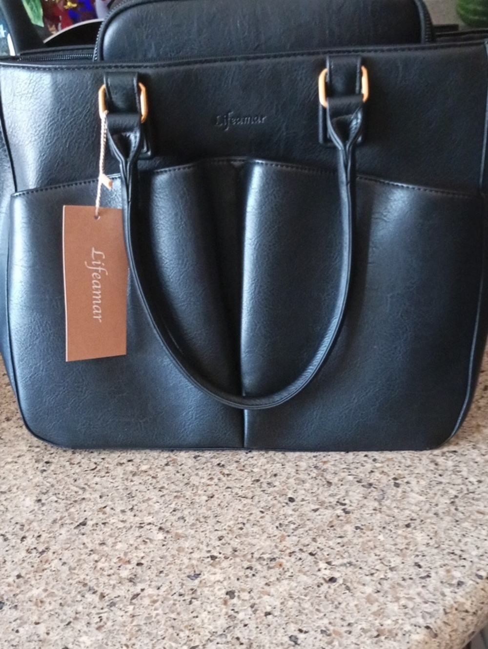 Black Structured Tote Bag